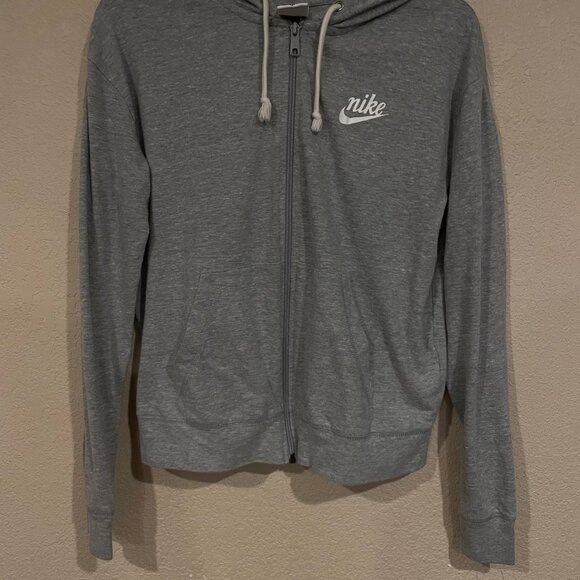 Nike Womens Sportswear Gym Vintage Zip Hoodie M Heather Gray Full Zip Athletic - Picture 2 of 7